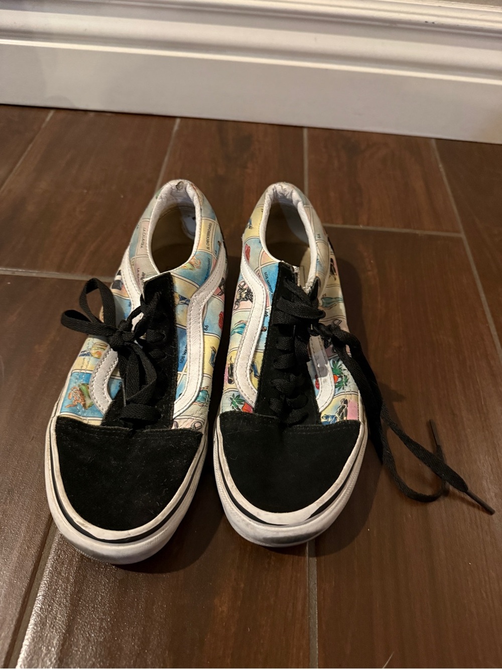 Vans Old Skool Sneakers in Black with Pastel Multicolor Print